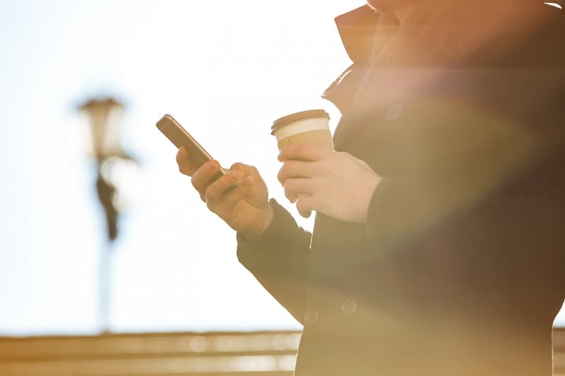 App user drinking coffee