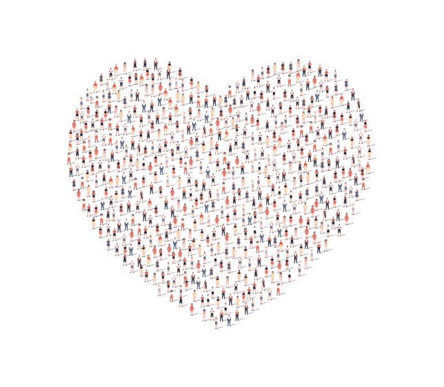 People stood in the shape of a heart logo